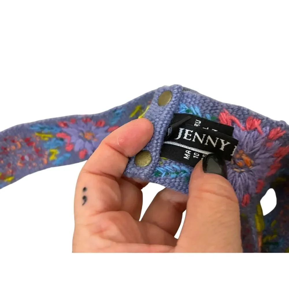 Jenny Krauss Prairie Flower Wool Belt M Boho Western Embroidered Cottage Artisan